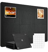Woovio Bulletin Board, 36 x 24 inches Cork Board Alternative, 6 Pack 12"X12"X0.4" Felt Pin Boards...