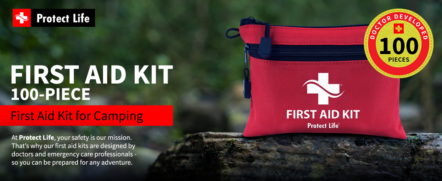 First Aid Kit - 100 Piece - Small First Aid Safety Kits for Camping