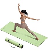 ILILI Yoga Mat 10mm Extra Thick and 193cm Extra Long, 76x28×0.4 Inch, Double Color Non-Slip TPE M...