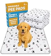 GREEN LIFESTYLE Washable Pee Pads for Dogs - Waterproof Reusable Puppy Pads with Anti-Slip Backin...