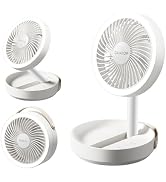 Gaiatop Foldable Small Desk Fan with LED Night Light, 6000mAh Battery Powered Portable Fan USB Re...