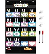 REGELETO Class Jobs Pocket Chart with 17 Pockets and 2 Storage Bags,Class Management Educational ...