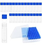 LVDALAB 2ml Small Plastic vials w/Leak proof Caps, 2ml Cryogenic vials Sample Vials Self-Stand Cr...
