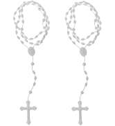 Dwuww 2Pcs Plastic Rosary Beads Luminous Necklace Catholicism Prayer Religious Jewelry, Cross Nec...