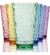 Bravario Hammered Plastic Drinking Tumbler, Dishwasher-Safe Premium Quality Water Glasses, BPA-Fr...