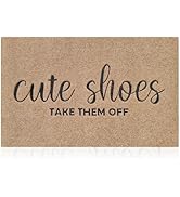 Welcome Mat for Front Door Outdoor Entryway Cute Shoes Take Them Off Indoor Mats with Rubber Back...