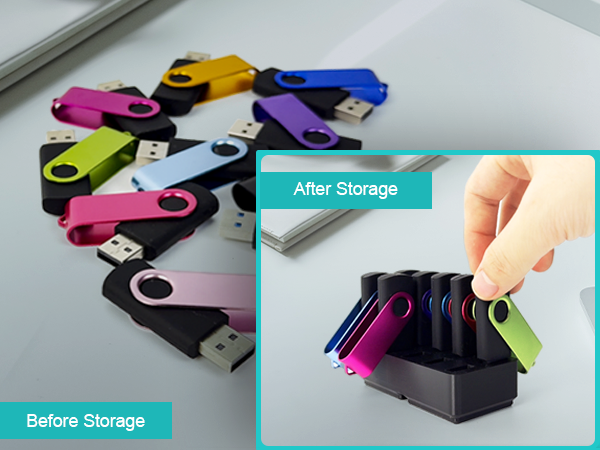 JBOS 10-Slot USB Flash Drive Holder Stand, Desktop Organizer Rack for Memory Sticks