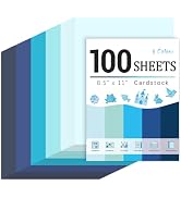 100 Sheets 8.5" X 11" Colored Paper, 5 Assorted Blue Construction Paper 180GSM/65LB Cardstock, Bl...
