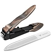 VANWIN Nail Clippers with Catcher, No Splash Fingernail Toenail Clippers with Sharp Curved Blade ...