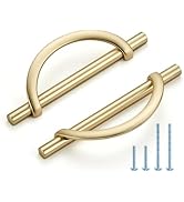 HOME EDIT Brushed Brass Cabinet Pulls, 5 Inch Hole Center, 128 mm, Curved Design Cabinet Handles ...