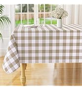 misaya Rectangle Waterproof Vinyl Table Cloth, Buffalo Flannel Backed Tablecloth, Wipeable Plasti...