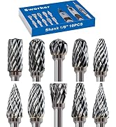Sworker 10 Pcs Carbide Burr Set 1/8" Shank Compatible with Dremel Milwaukee Bits Rotary Tools Att...