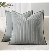 Ailuteie Corduroy Throw Pillow Covers 18x18 Set of 2 – Boho Decorative Pillow Covers for Couch, S...