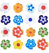 Weebee Millefiori Lampwork Glass Loose Assorted Beads Flat Flower Heart Glass Coin Round Spacer B...