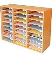 Really Good Stuff Classroom Oak Mail Center - 27 Slots - 32" W x 12" D x 23½" H | Office Mailboxe...