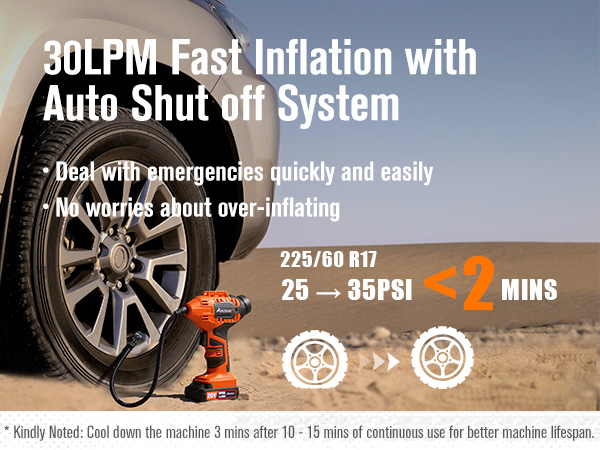 Cordless Tire Inflator - Fast Inflation