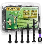 160 Pieces Black Wood Screws Assortment Kit, Phillips Drive Truss Head Flat Head Self-Tapping Scr...
