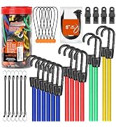 HORUSDY 31-Piece Premium Bungee Cords Assortment Jar, Includes 10”,18”,24”,32”,40” Bungee Cords, ...