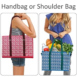 Reusable Grocery Bags Large Shopping Bags Tote Foldable Washable Storage Bins with handle