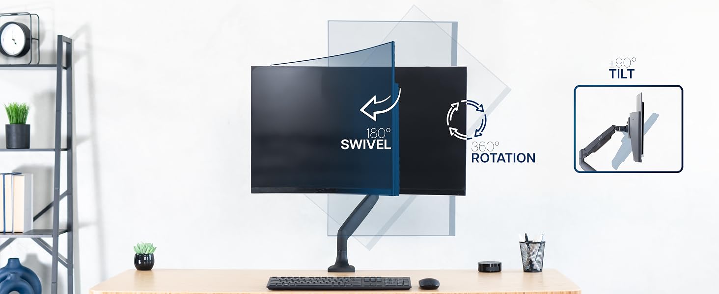 Pneumatic Single Monitor Desk Mount