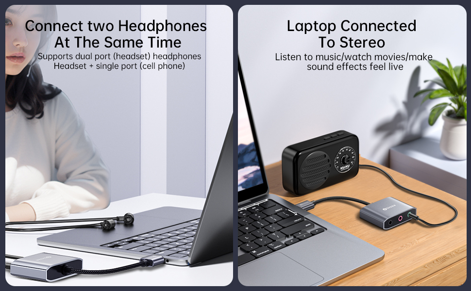 Dual 3.5mm Headphone and Microphone TRS Jack