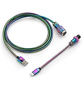 GUNMJO Pro 304 Stainless Steel Straight USB C Cable for Gaming Keyboard, Mechanical Keyboard Cabl...