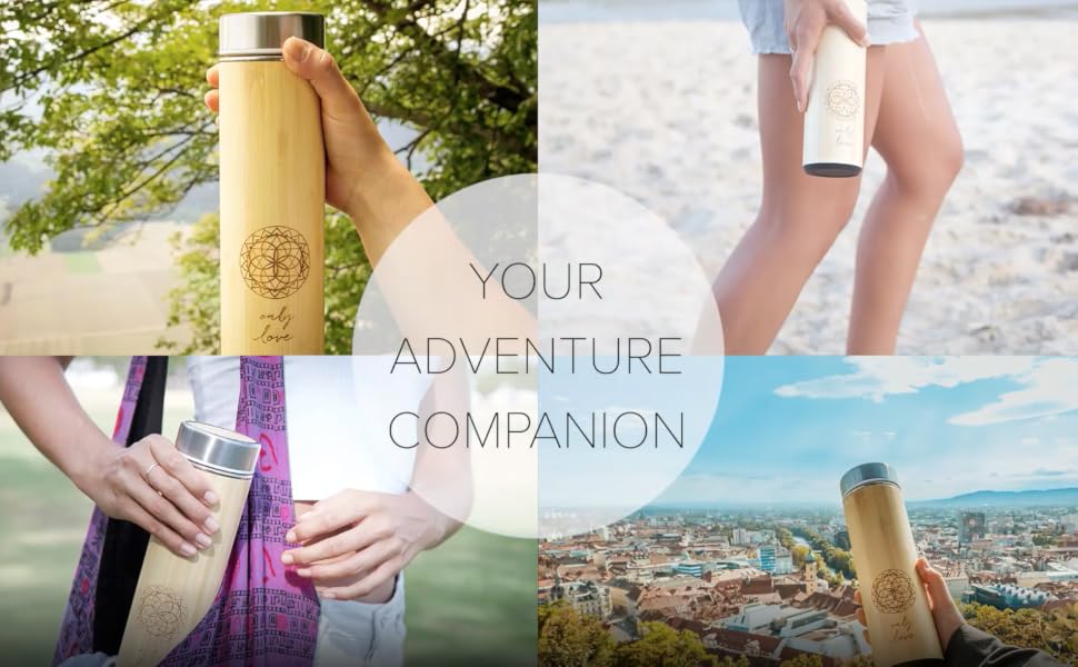 The Love Bamboo Tea Bottle with strainer and infuser