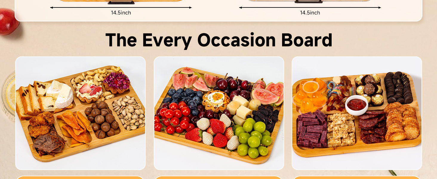 charcuterie board set, travel charcuterie board, bamboo charcuterie board with lid