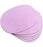 Noctiflorous Woven Oval Braided Placemats Set of 6-12 x 17.5 Inch Washable Non-Slip Heat Resistan...