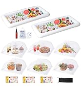 16Pack Party Supplies (17x17food covers*6, tablecloth*3, Inflatable Serving Bars*2,Ice Bag*3, Pum...