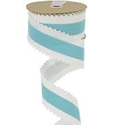 MEEDEE Christmas 2.5 Inch Felt Ribbon 10 Yards Wired Holiday Crafts Ribbon White Felt with Blue V...