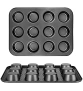 Cyimi Muffin Pan, 12 Cup Cupcake Baking Pan Set of 2, Carbon Steel Coating Nonstick Muffin Tray B...