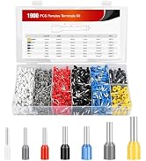 Nilight 1900PCS Wire Ferrule Terminals Kit AWG 22 20 18 16 14 12 10 Gauge Crimp Connectors Nylon ...