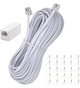 Ubramac 50Feet Long Telephone Extension Cord Phone Cable Line Wire, with Standard RJ11 Plug and 1...
