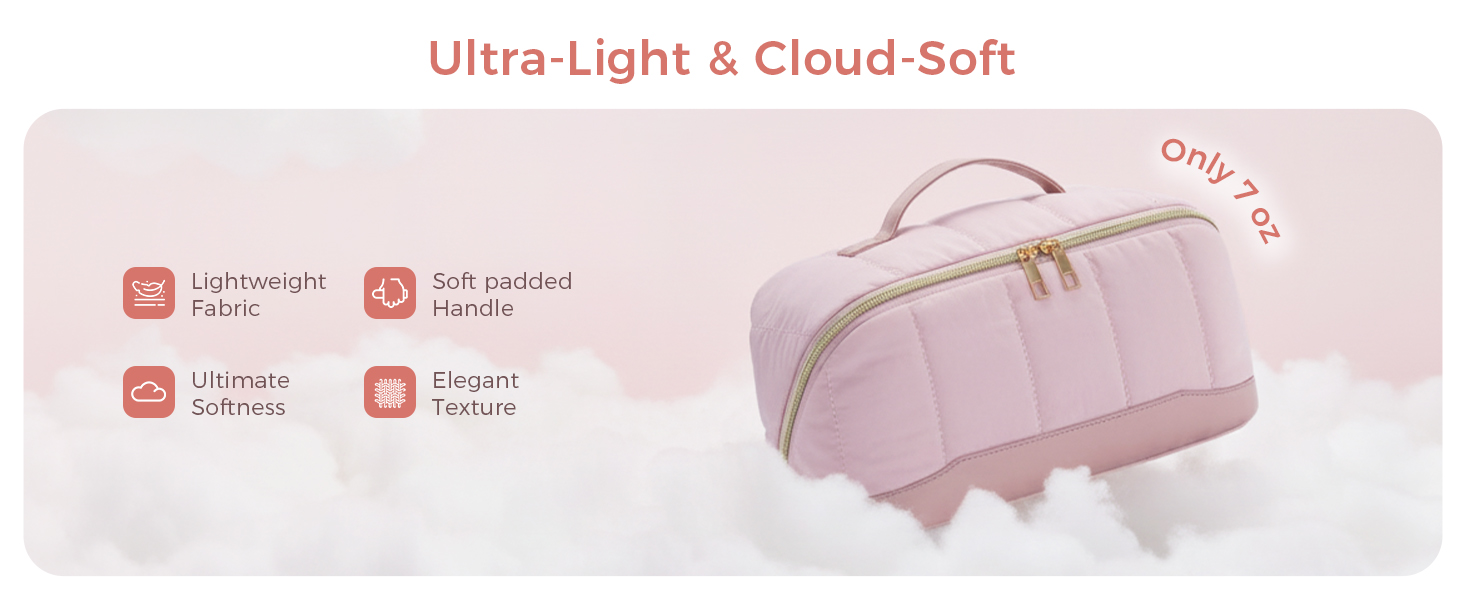 Ultra Light & Cloud-Soft.' Lightweight makeup bag