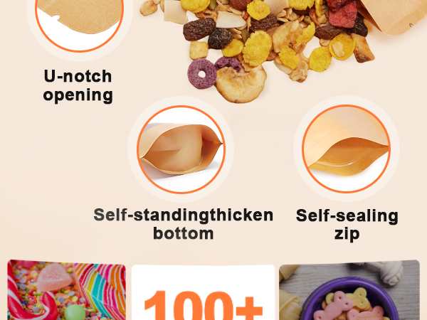 Kraft Stand Up Pouches with Matte Windonw