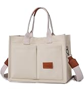 ALUWU Large Canvas Tote Bag for Women With Pockets Crossbody Handbags for Work