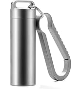 TISUR Portable Pill Cases, Metal Titanium Pill Holder Pocket Pill Box Keychain Waterproof Pill Bo...
