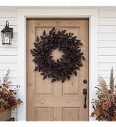 Fall Decorations for Home - 20 Inch Plum Cimicifuga Seeded Wreath for Front Door - Artificial Pur...