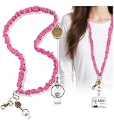 Scrunchie Lanyard Teacher for Id Badges Keys with Retractable Badge Reel Cute Teacher Lanyard for...