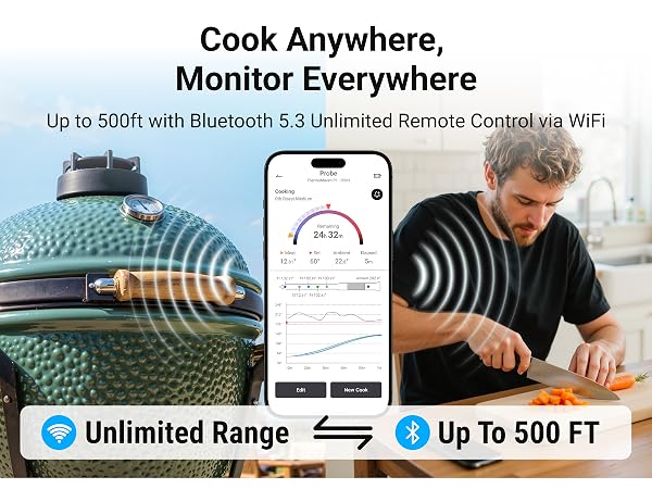 wifi wireless temperature probe cooking thermometer digital oven safe meat thermometer