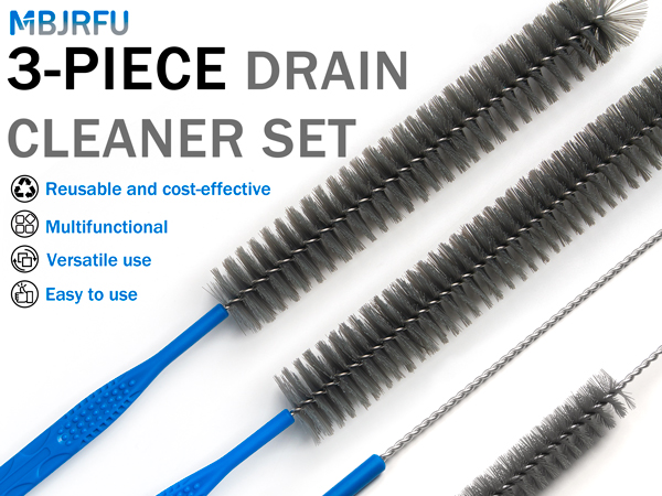 Drain Brush and Drain Snake Cleaner Tools Set, Flexible Drain Hair Remover Tool