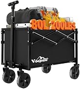 25" L Collapsible Wagon Cart Foldable, 200lbs Weight Capacity 80L Folding Beach Wagons with All-T...