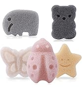 KECUCO 5 Pcs Konjac Baby Sponge for Bathing, Kids Bath Sponges for Infants, Toddler Bath Time, Cu...