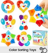LovesTown 6PCS Color Sorting Toys, Sensory Fidget Toys for Kids Color Matching Game Travel Essens...