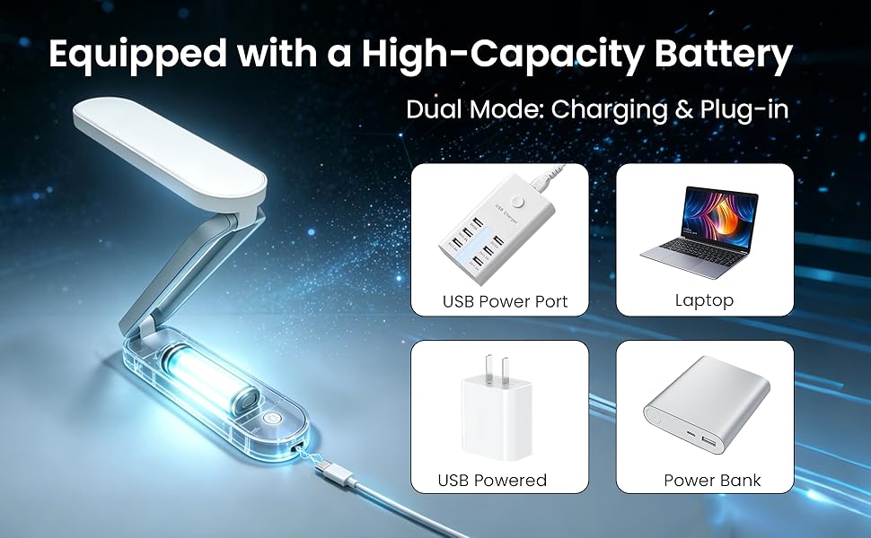 Rechargeable LED Desk Lamp, Foldable Portable Table Light ,Small Desk Lamp,Portable Bedside