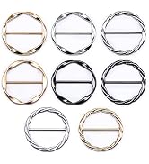 SEMINI 8PCS Silk Scarf Ring Clip T-Shirt Tie Clips for Women Scarves Clasp Waist Buckle Fashion M...