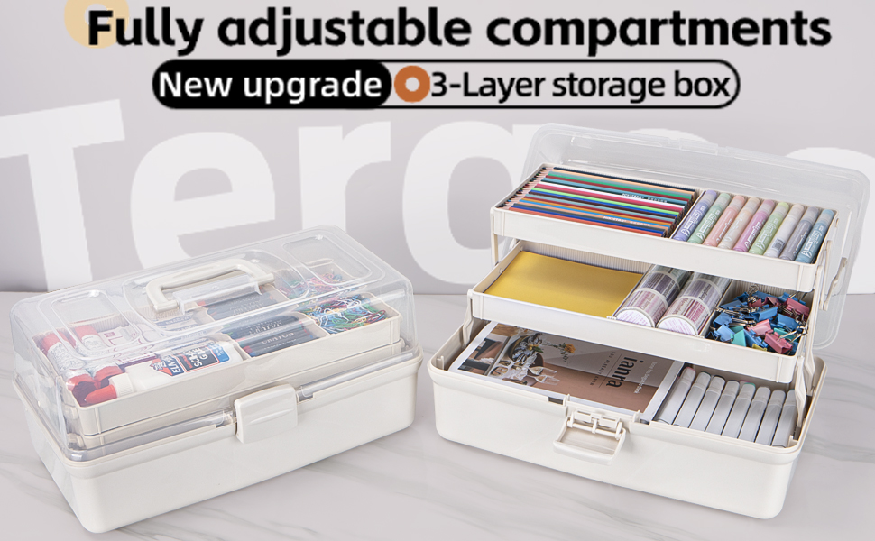 TERGOO 12.5in 3-Layer Multipurpose Craft Organizers and Storage box