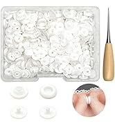GTAAOY T5 Plastic Snaps,120 Set White Snaps No Need Tools, No-Sew Buttons for Crafts Cloth Diaper...