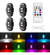 4PCS Wireless LED Strobe Lights with Remote Control, 8 Colors USB Charing Waterproof Anti-Collisi...